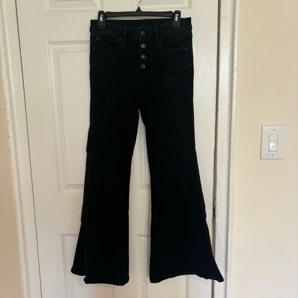 American Eagle high-waisted black flare jeans